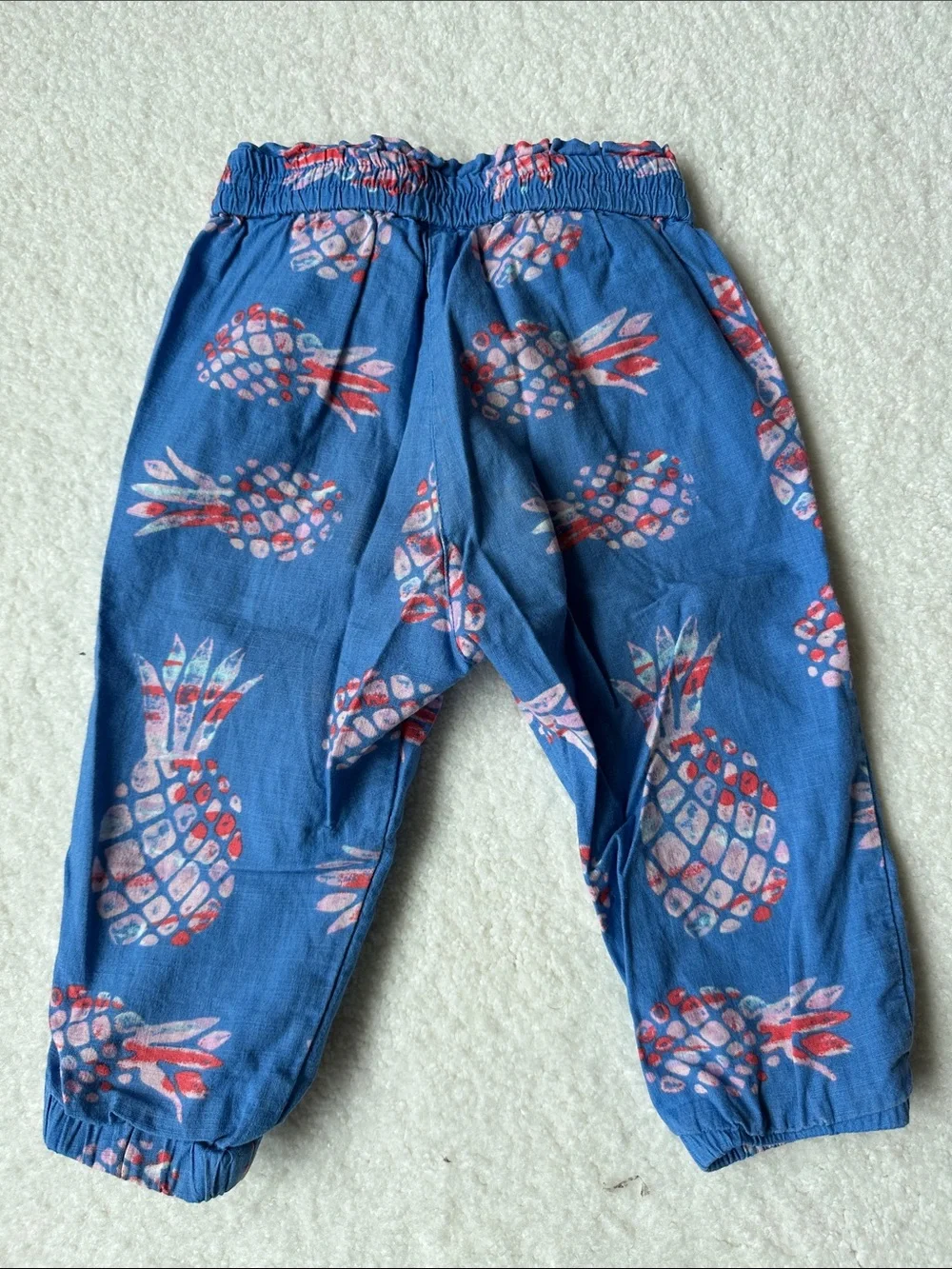 Crewcuts Blue Jogger Pants with Pink Accent Pineapple Print